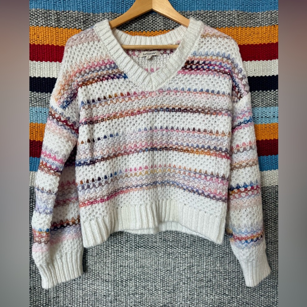 Francesca's Collections Multicolor Pullover V-Nec… - image 1